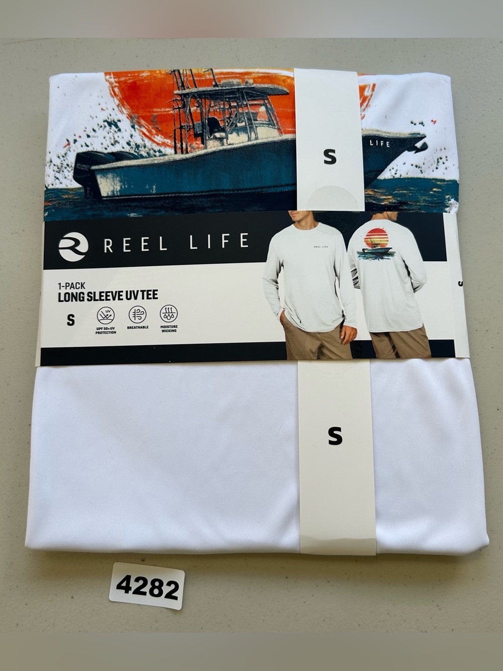 Reel Life Jax Beach LS UV Men’s Long Sleeve Tee Shirt White S Polyester